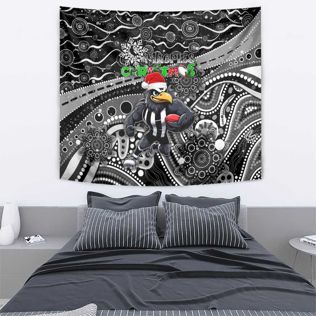 Merry Christmas AFL Collingwood Magpies Tapestry Aboriginal Santa Football Mascot