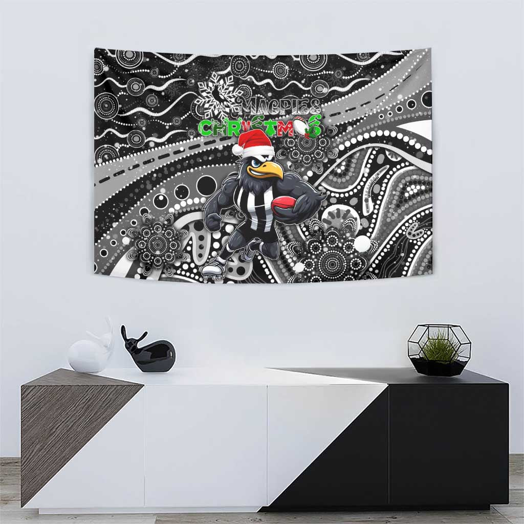 Merry Christmas AFL Collingwood Magpies Tapestry Aboriginal Santa Football Mascot