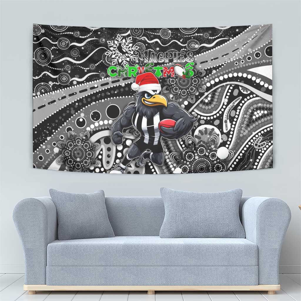 Merry Christmas AFL Collingwood Magpies Tapestry Aboriginal Santa Football Mascot