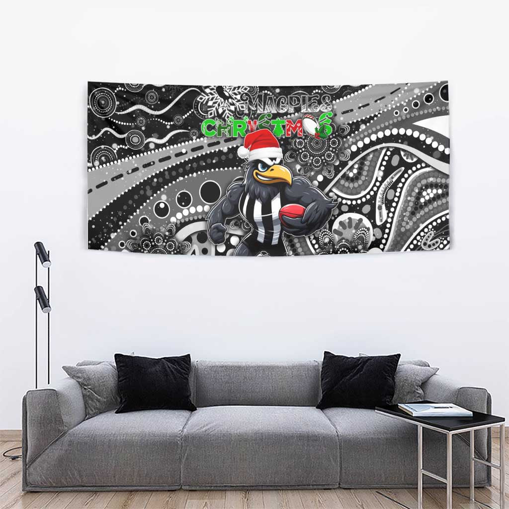Merry Christmas AFL Collingwood Magpies Tapestry Aboriginal Santa Football Mascot