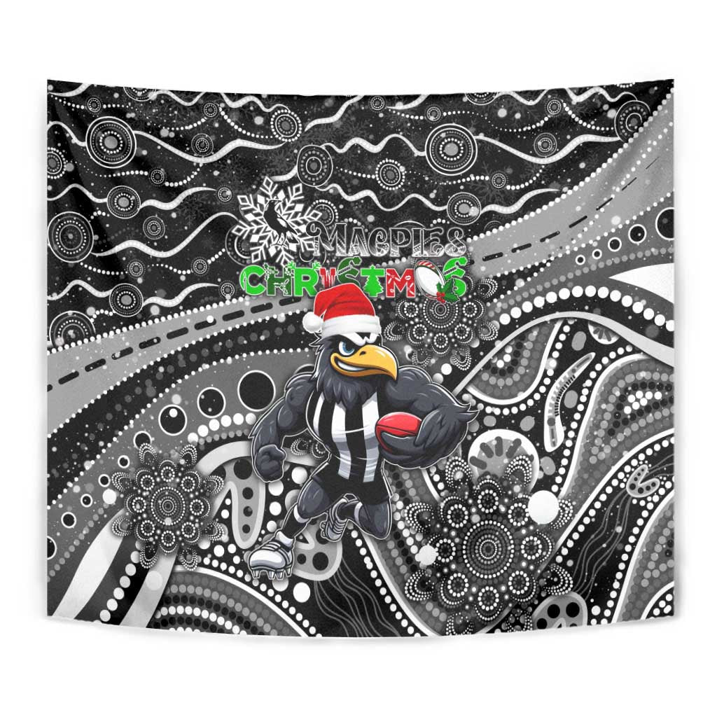 Merry Christmas AFL Collingwood Magpies Tapestry Aboriginal Santa Football Mascot