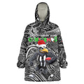 Merry Christmas AFL Collingwood Magpies Wearable Blanket Hoodie Aboriginal Santa Football Mascot