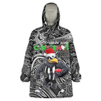 Merry Christmas AFL Collingwood Magpies Wearable Blanket Hoodie Aboriginal Santa Football Mascot