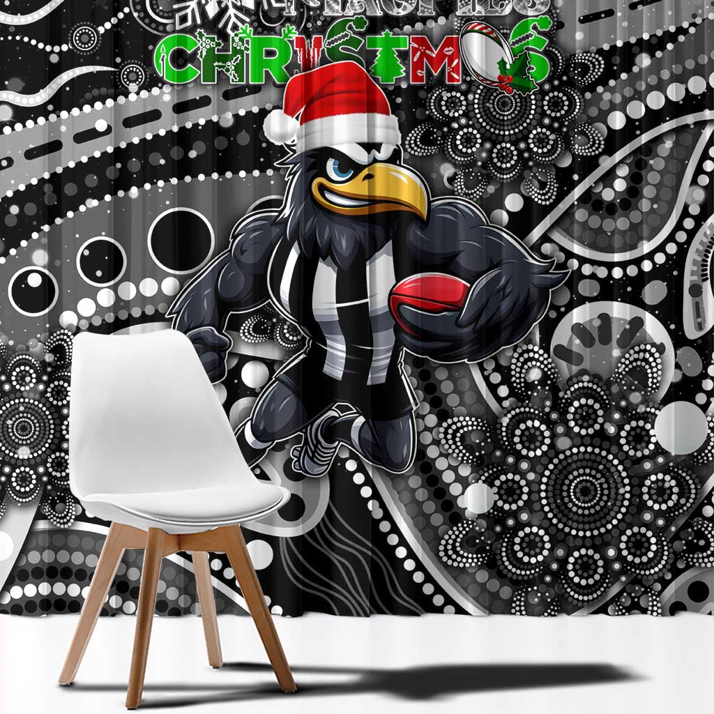 Merry Christmas AFL Collingwood Magpies Window Curtain Aboriginal Santa Football Mascot