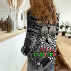 Merry Christmas AFL Collingwood Magpies Women Casual Shirt Aboriginal Santa Football Mascot