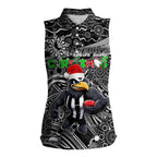 Merry Christmas AFL Collingwood Magpies Women Sleeveless Polo Shirt Aboriginal Santa Football Mascot