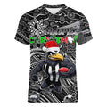 Merry Christmas AFL Collingwood Magpies Women V-Neck T-Shirt Aboriginal Santa Football Mascot
