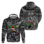 Merry Christmas AFL Collingwood Magpies Zip Hoodie Aboriginal Santa Football Mascot