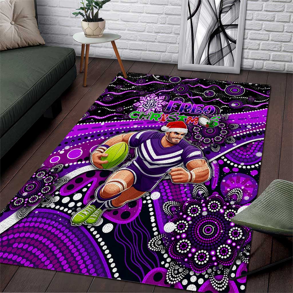 Merry Christmas AFL Fremantle Freo Area Rug Aboriginal Santa Football Mascot