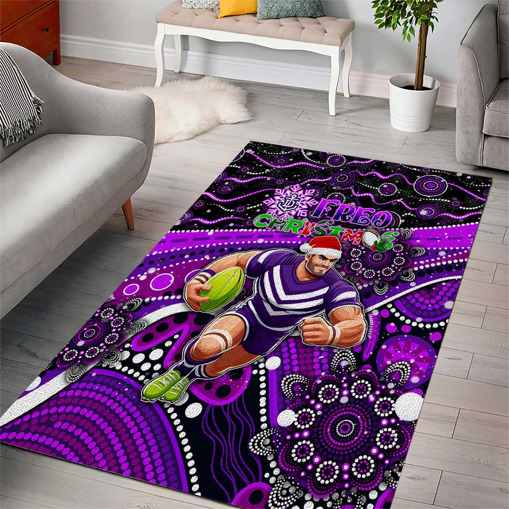 Merry Christmas AFL Fremantle Freo Area Rug Aboriginal Santa Football Mascot