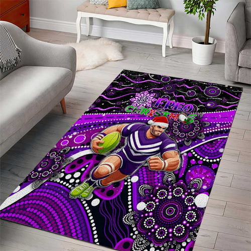 Merry Christmas AFL Fremantle Freo Area Rug Aboriginal Santa Football Mascot
