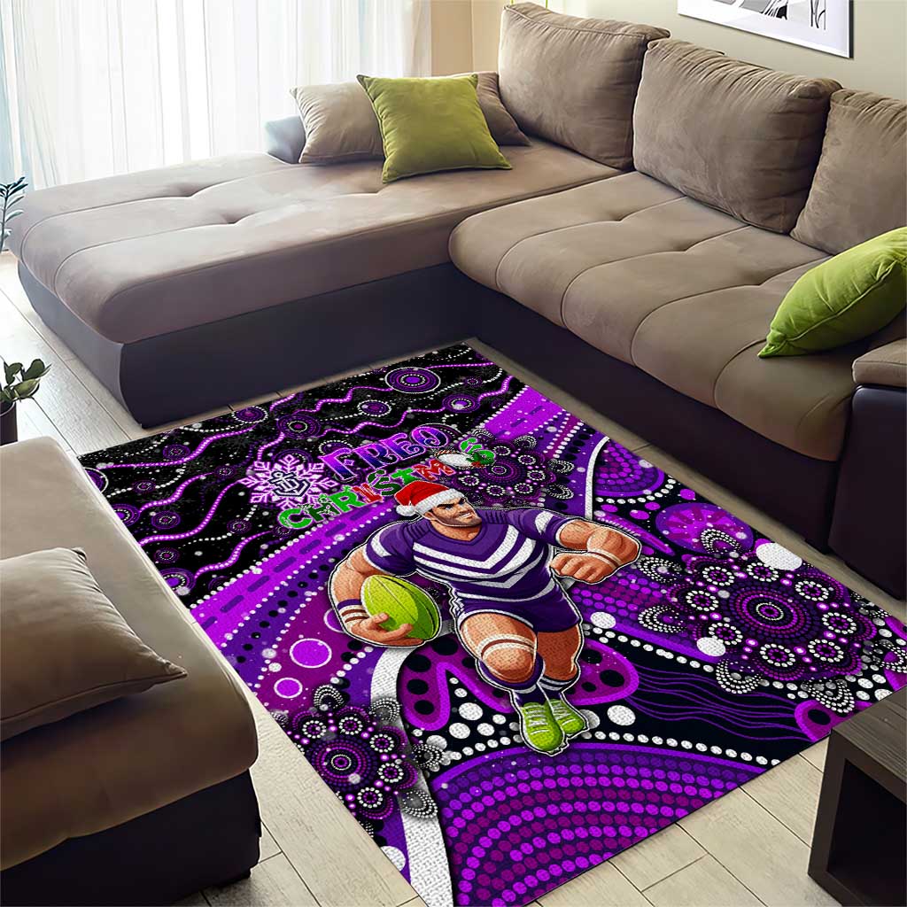 Merry Christmas AFL Fremantle Freo Area Rug Aboriginal Santa Football Mascot