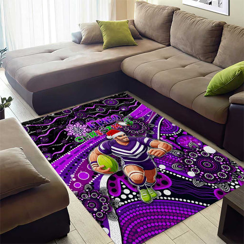 Merry Christmas AFL Fremantle Freo Area Rug Aboriginal Santa Football Mascot