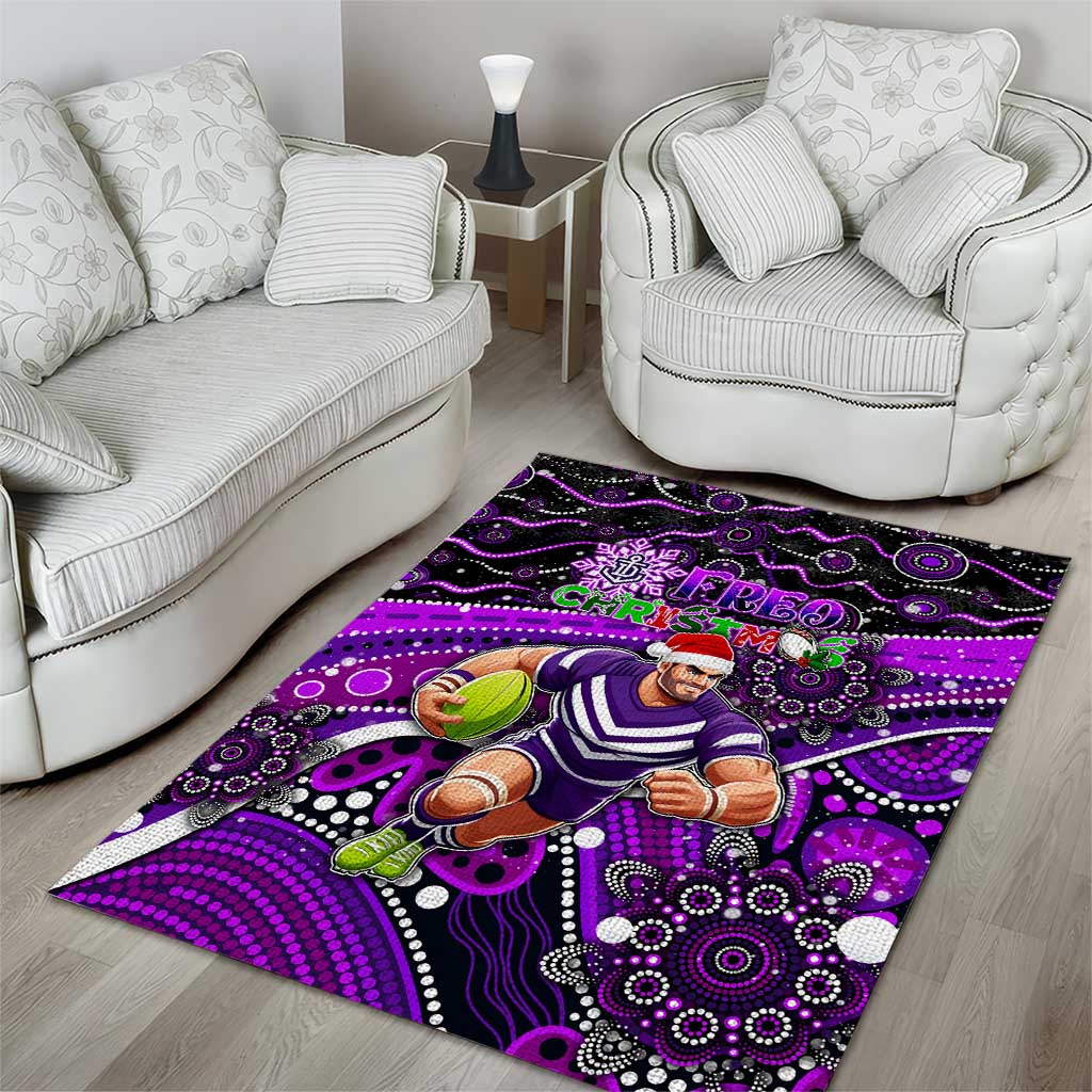 Merry Christmas AFL Fremantle Freo Area Rug Aboriginal Santa Football Mascot