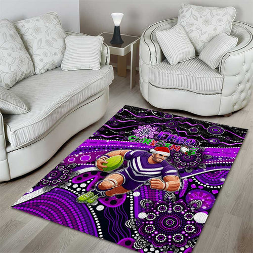Merry Christmas AFL Fremantle Freo Area Rug Aboriginal Santa Football Mascot