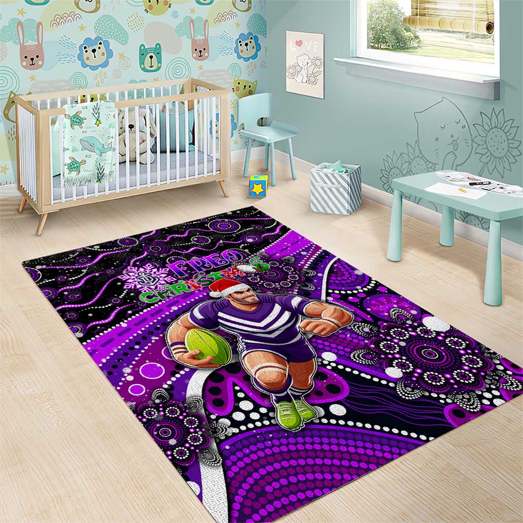 Merry Christmas AFL Fremantle Freo Area Rug Aboriginal Santa Football Mascot