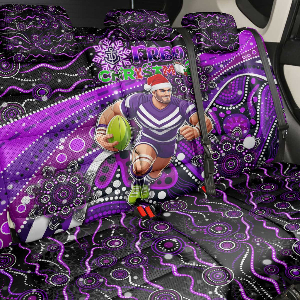 Merry Christmas AFL Fremantle Freo Back Car Seat Cover Aboriginal Santa Football Mascot