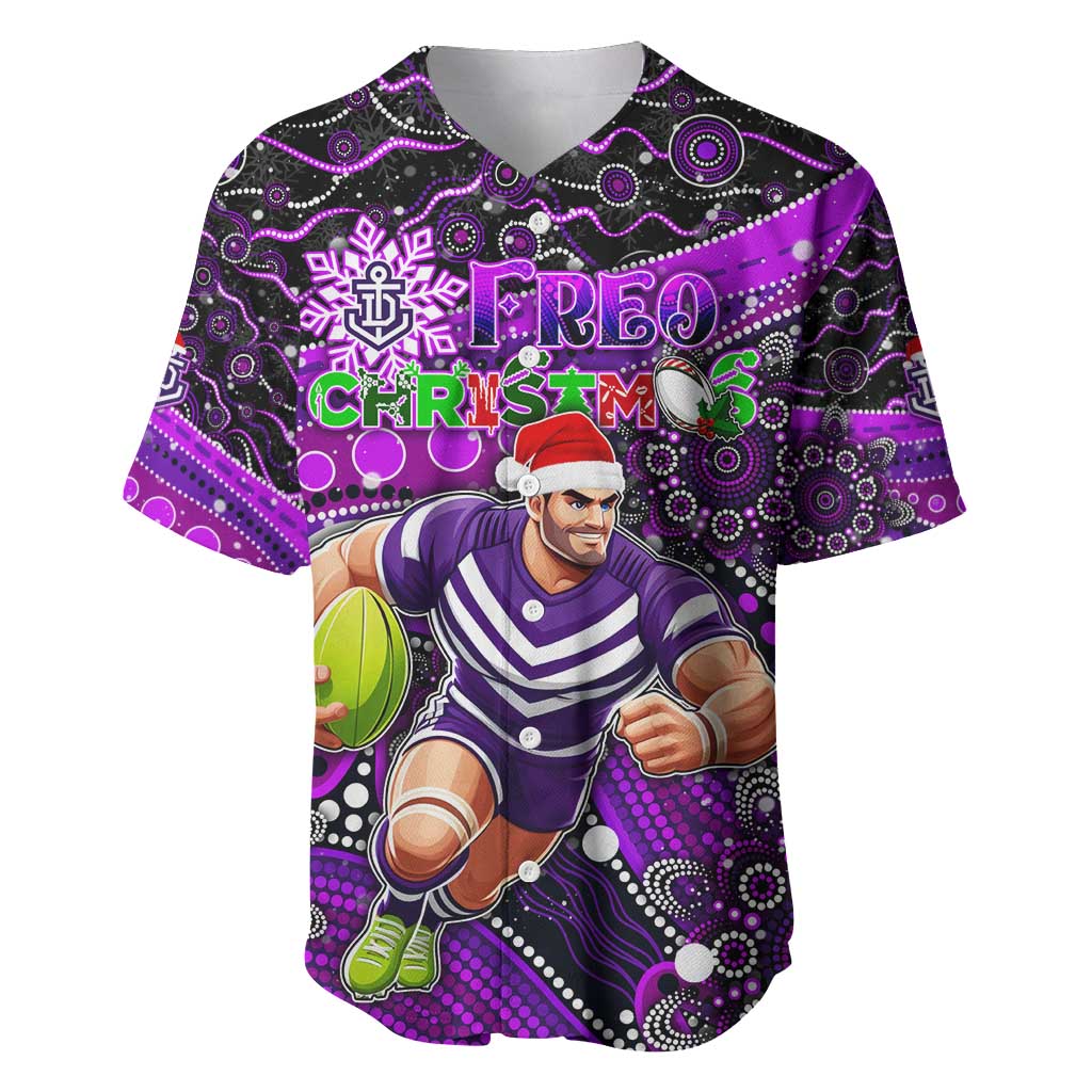 Merry Christmas AFL Fremantle Freo Baseball Jersey Aboriginal Santa Football Mascot