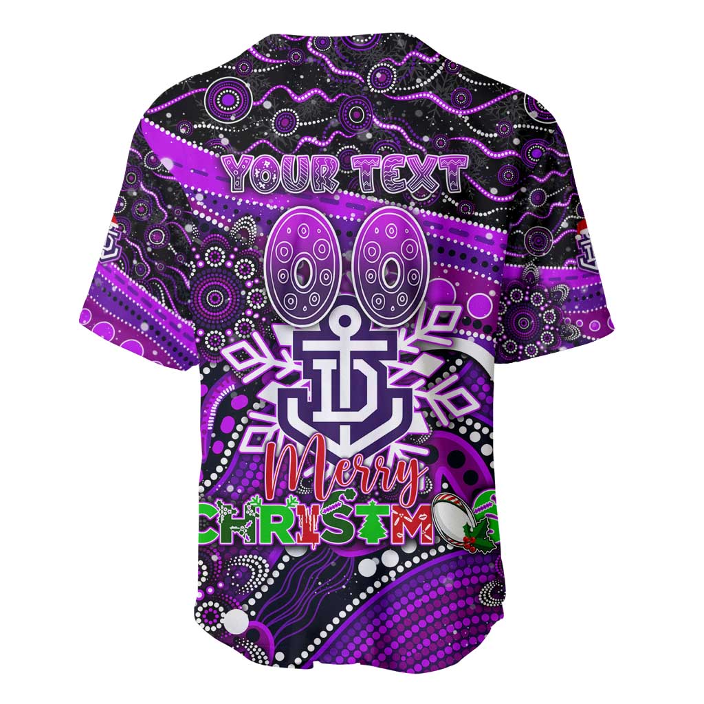 Merry Christmas AFL Fremantle Freo Baseball Jersey Aboriginal Santa Football Mascot