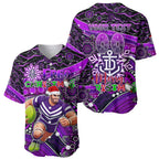 Merry Christmas AFL Fremantle Freo Baseball Jersey Aboriginal Santa Football Mascot