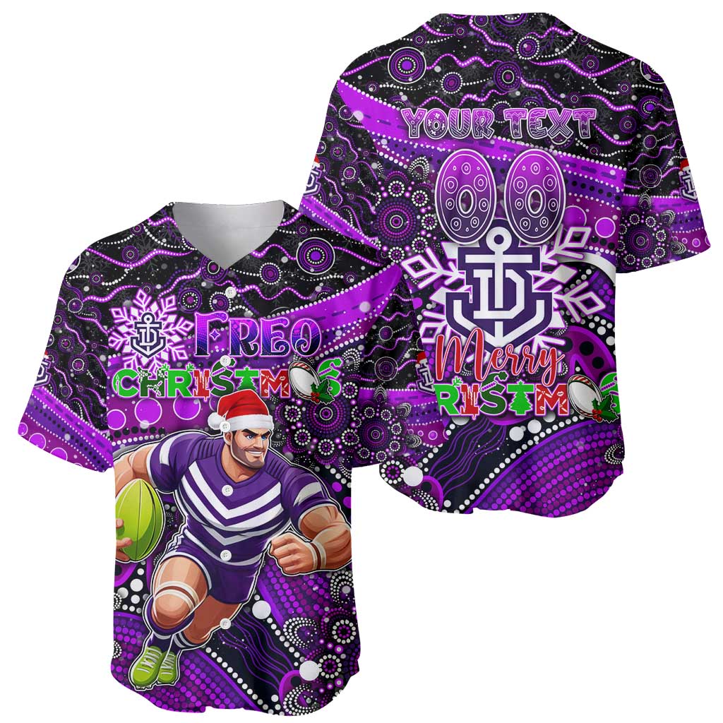 Merry Christmas AFL Fremantle Freo Baseball Jersey Aboriginal Santa Football Mascot
