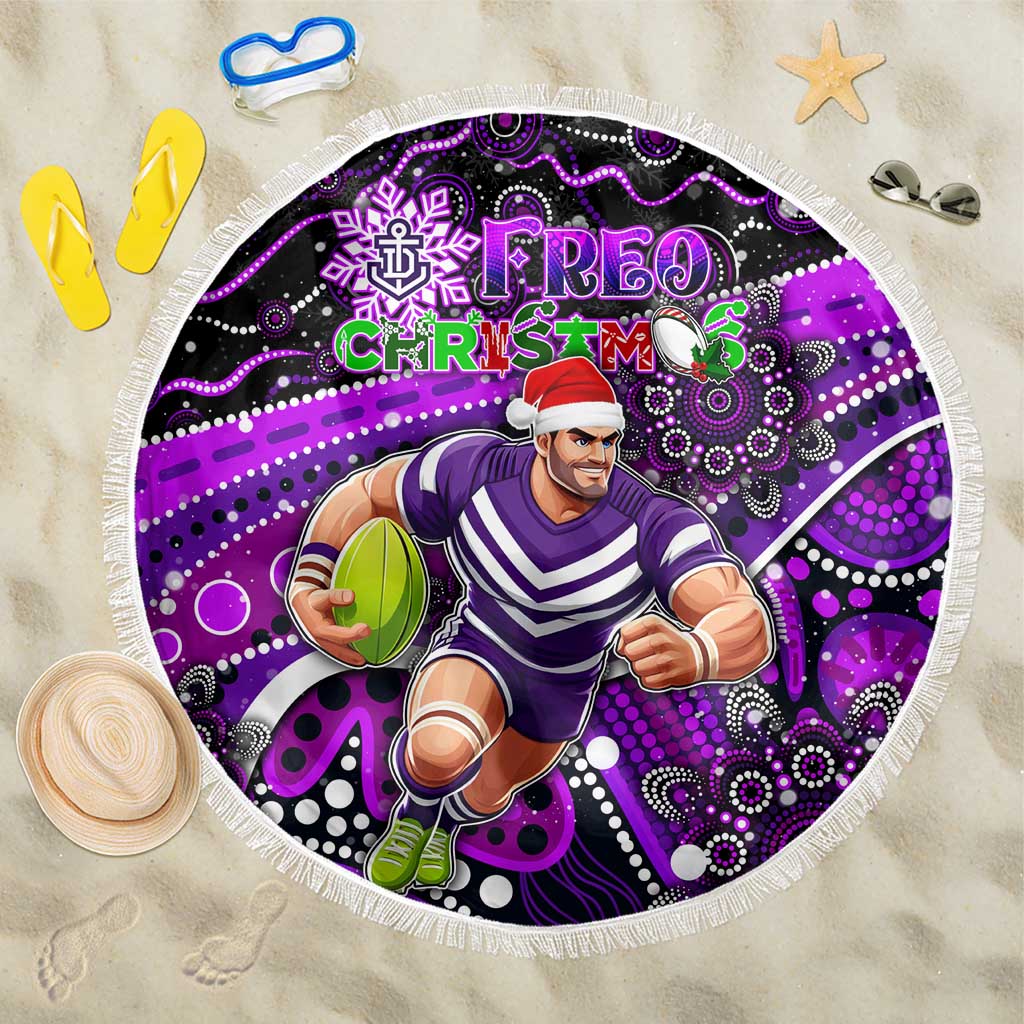 Merry Christmas AFL Fremantle Freo Beach Blanket Aboriginal Santa Football Mascot