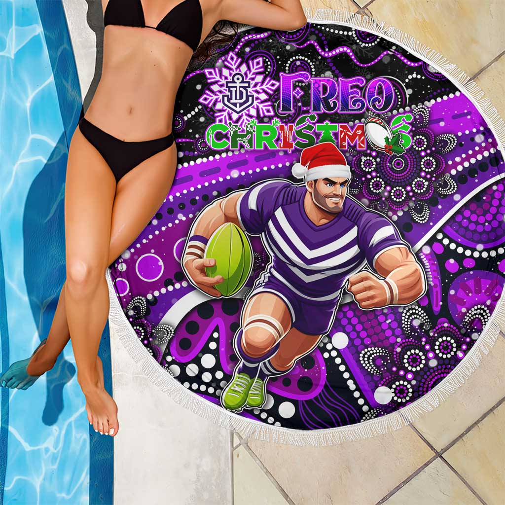 Merry Christmas AFL Fremantle Freo Beach Blanket Aboriginal Santa Football Mascot