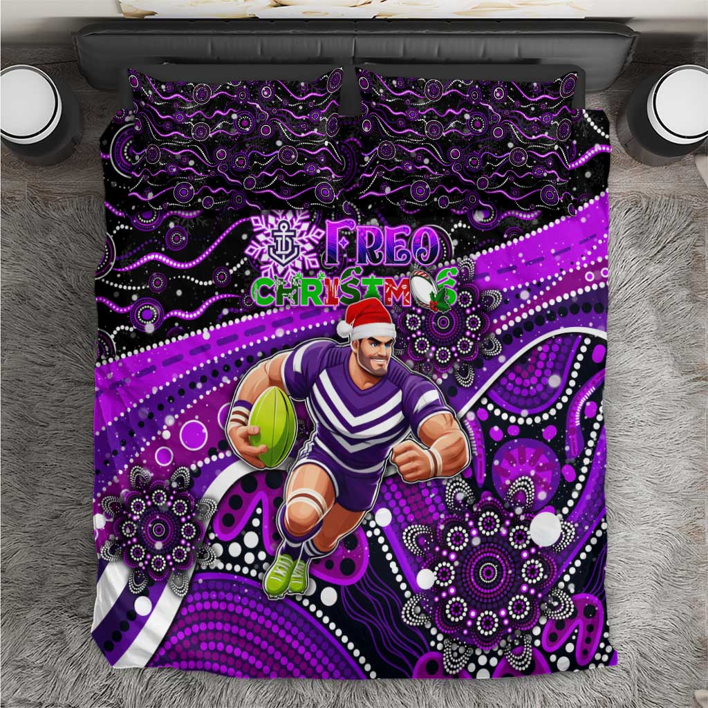 Merry Christmas AFL Fremantle Freo Bedding Set Aboriginal Santa Football Mascot