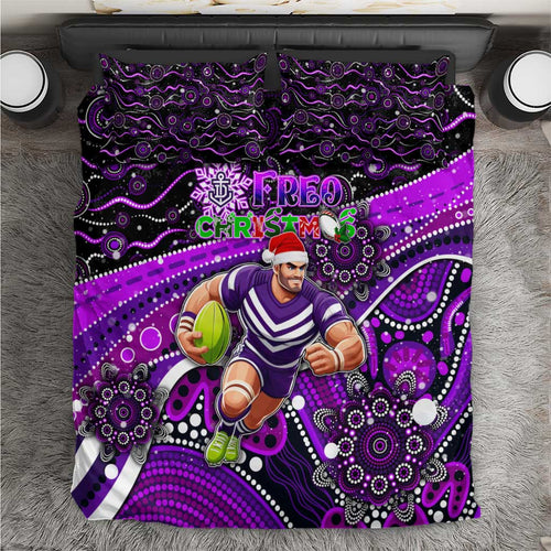 Merry Christmas AFL Fremantle Freo Bedding Set Aboriginal Santa Football Mascot