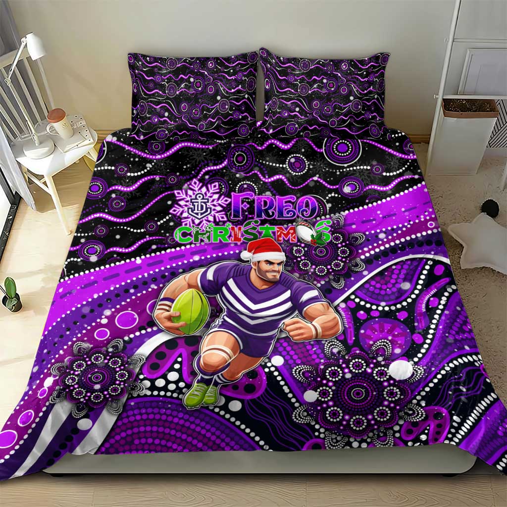 Merry Christmas AFL Fremantle Freo Bedding Set Aboriginal Santa Football Mascot