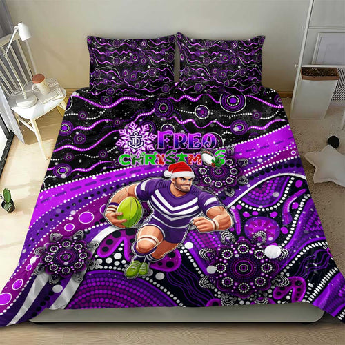 Merry Christmas AFL Fremantle Freo Bedding Set Aboriginal Santa Football Mascot