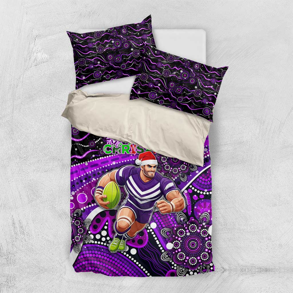 Merry Christmas AFL Fremantle Freo Bedding Set Aboriginal Santa Football Mascot