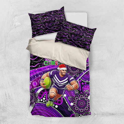 Merry Christmas AFL Fremantle Freo Bedding Set Aboriginal Santa Football Mascot