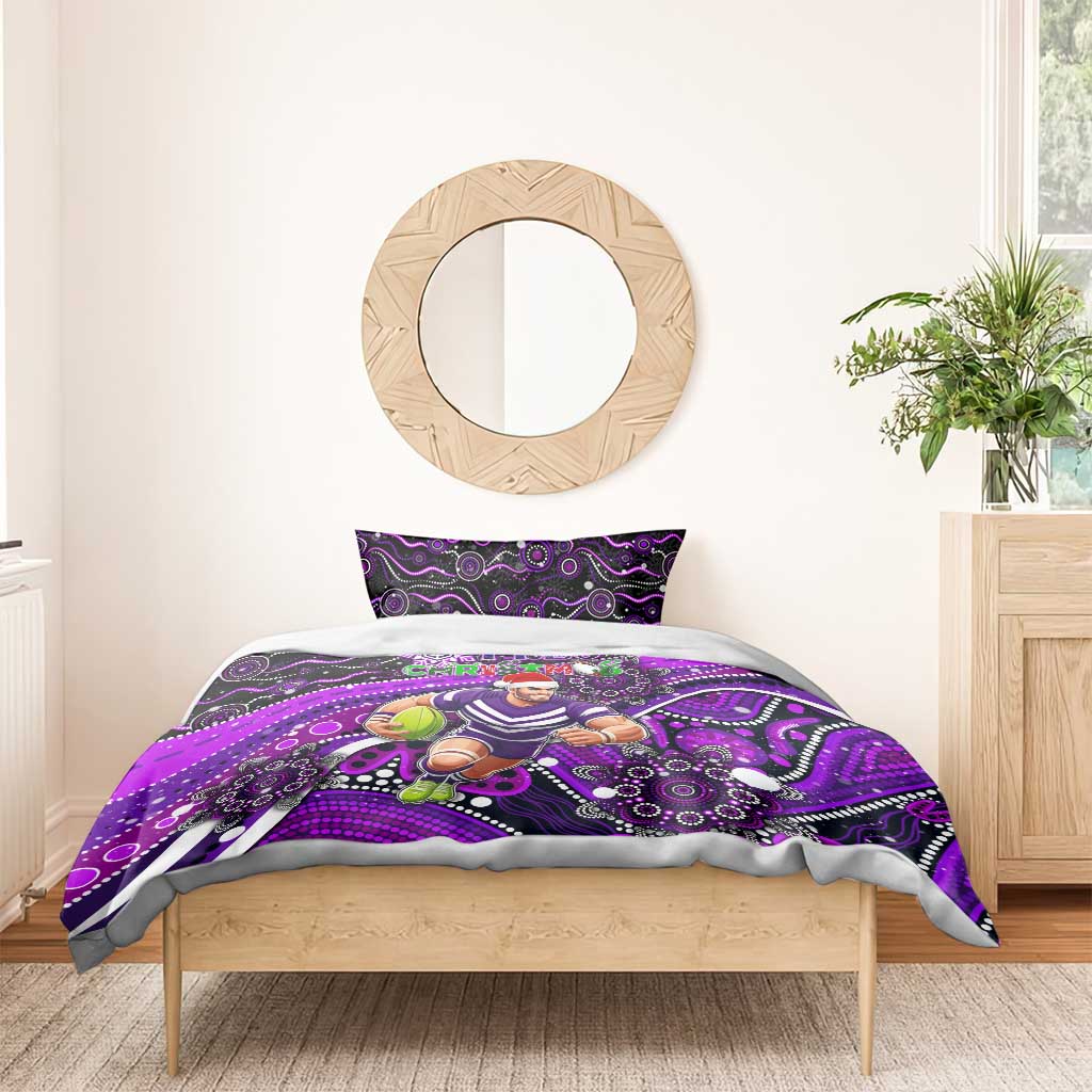 Merry Christmas AFL Fremantle Freo Bedding Set Aboriginal Santa Football Mascot