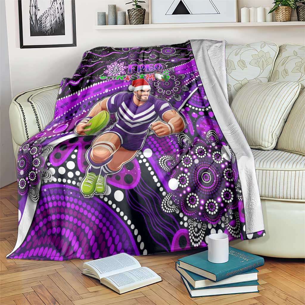 Merry Christmas AFL Fremantle Freo Blanket Aboriginal Santa Football Mascot