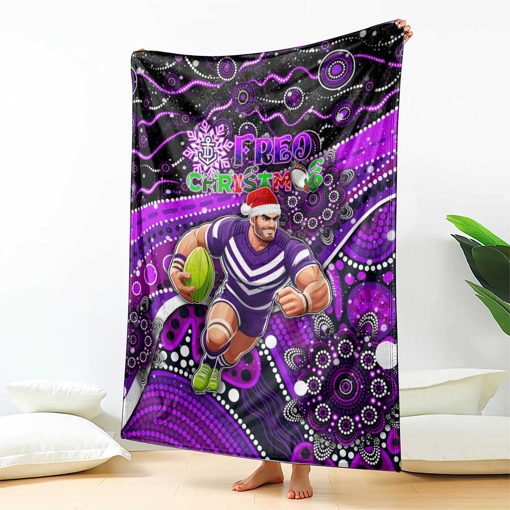 Merry Christmas AFL Fremantle Freo Blanket Aboriginal Santa Football Mascot