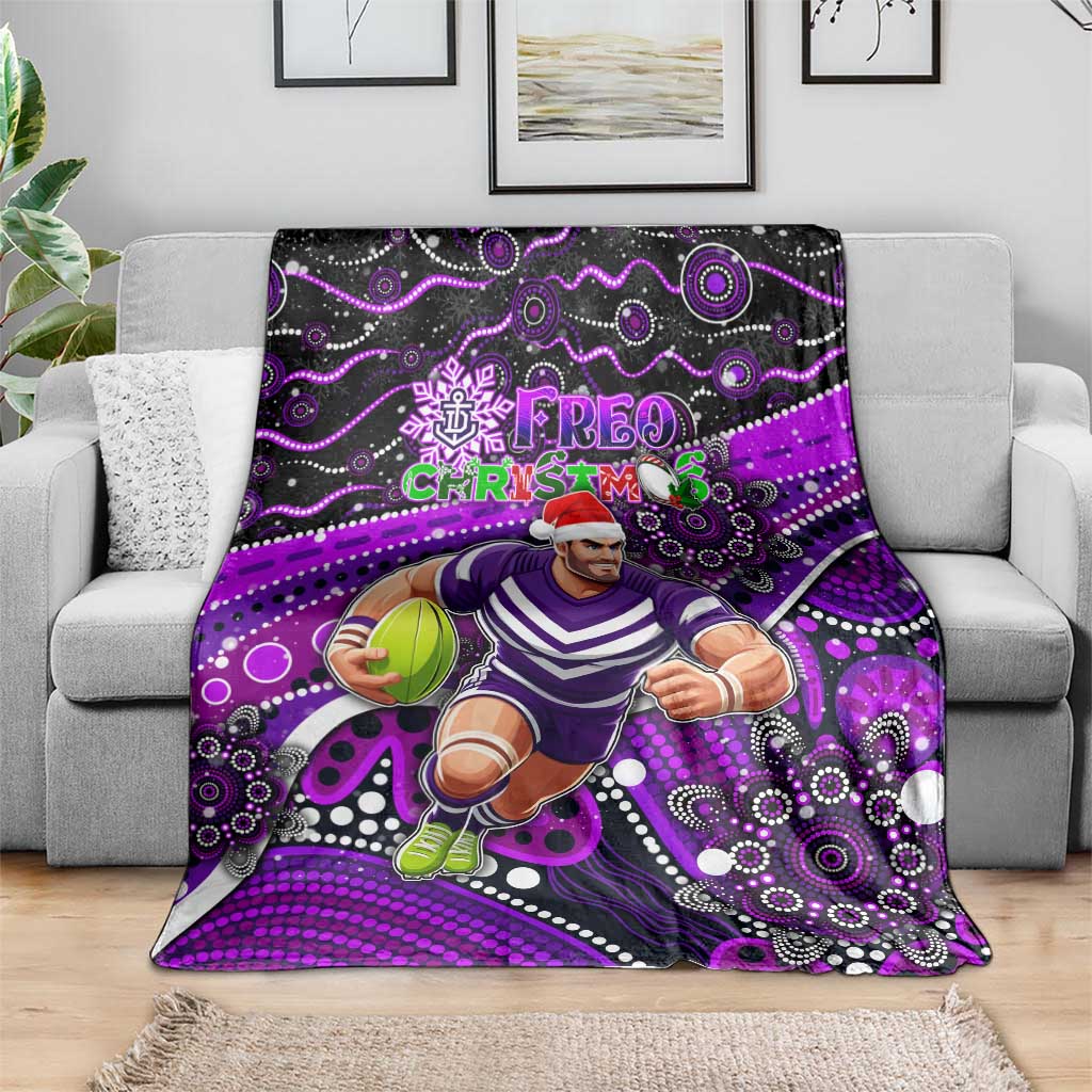 Merry Christmas AFL Fremantle Freo Blanket Aboriginal Santa Football Mascot