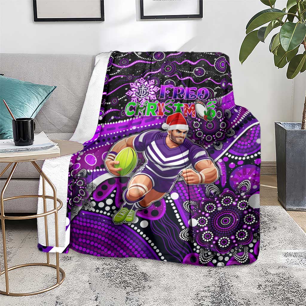 Merry Christmas AFL Fremantle Freo Blanket Aboriginal Santa Football Mascot