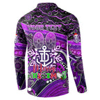 Merry Christmas AFL Fremantle Freo Button Sweatshirt Aboriginal Santa Football Mascot