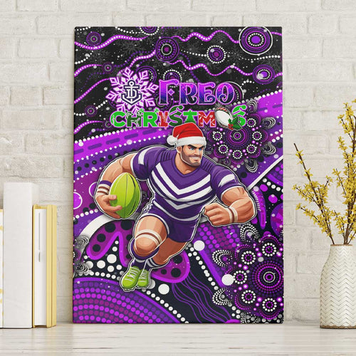 Merry Christmas AFL Fremantle Freo Canvas Wall Art Aboriginal Santa Football Mascot