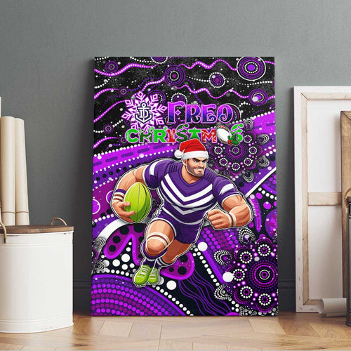 Merry Christmas AFL Fremantle Freo Canvas Wall Art Aboriginal Santa Football Mascot