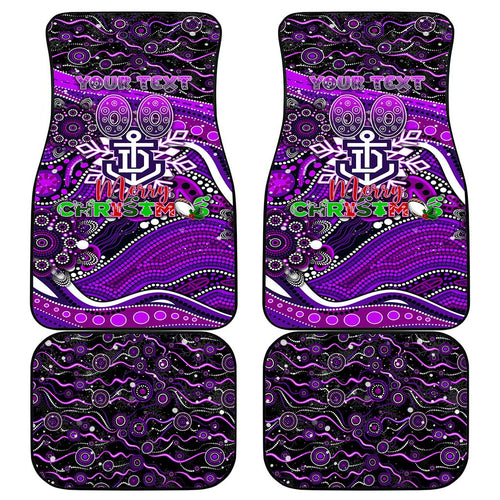 Merry Christmas AFL Fremantle Freo Car Mats Aboriginal Santa Football Mascot