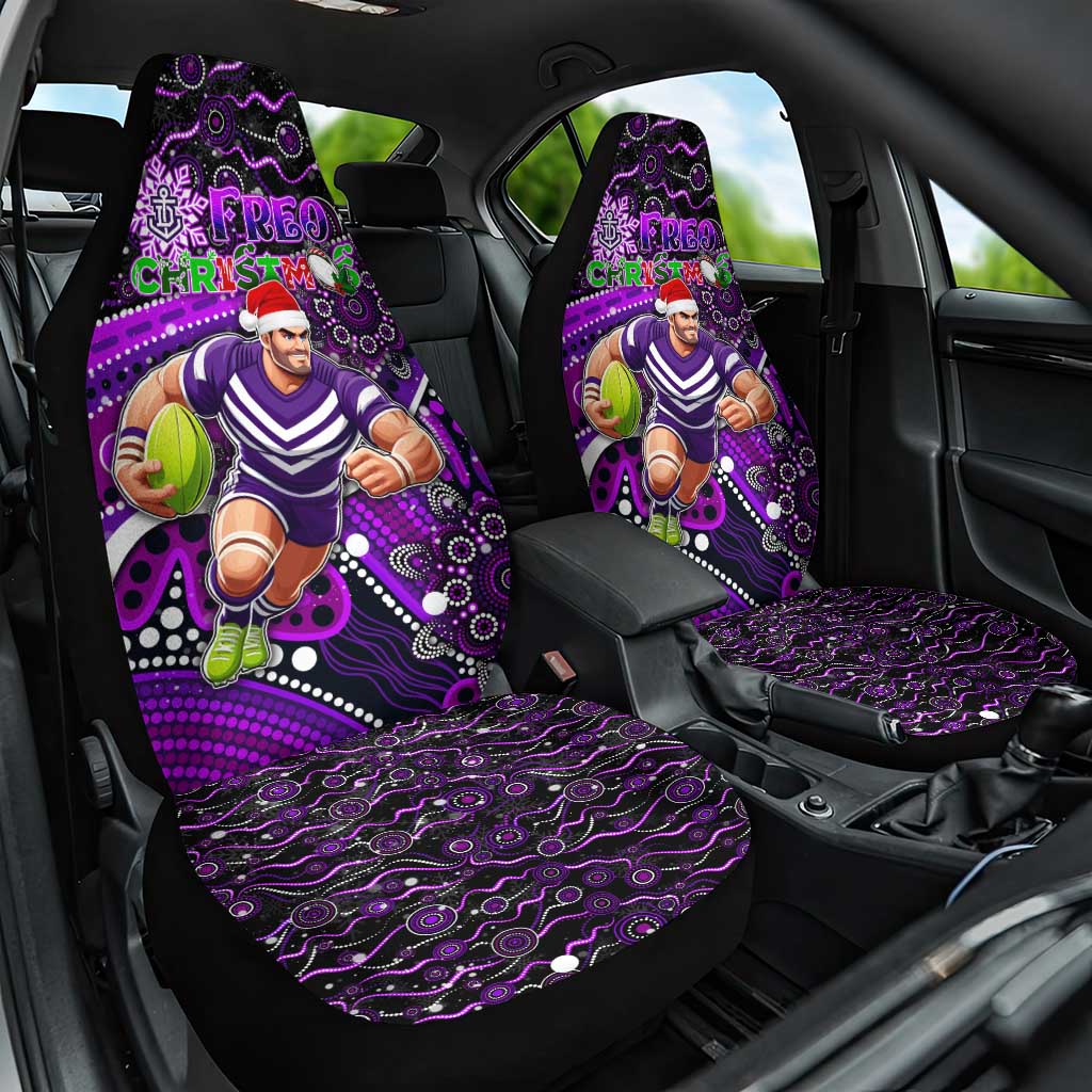Merry Christmas AFL Fremantle Freo Car Seat Cover Aboriginal Santa Football Mascot