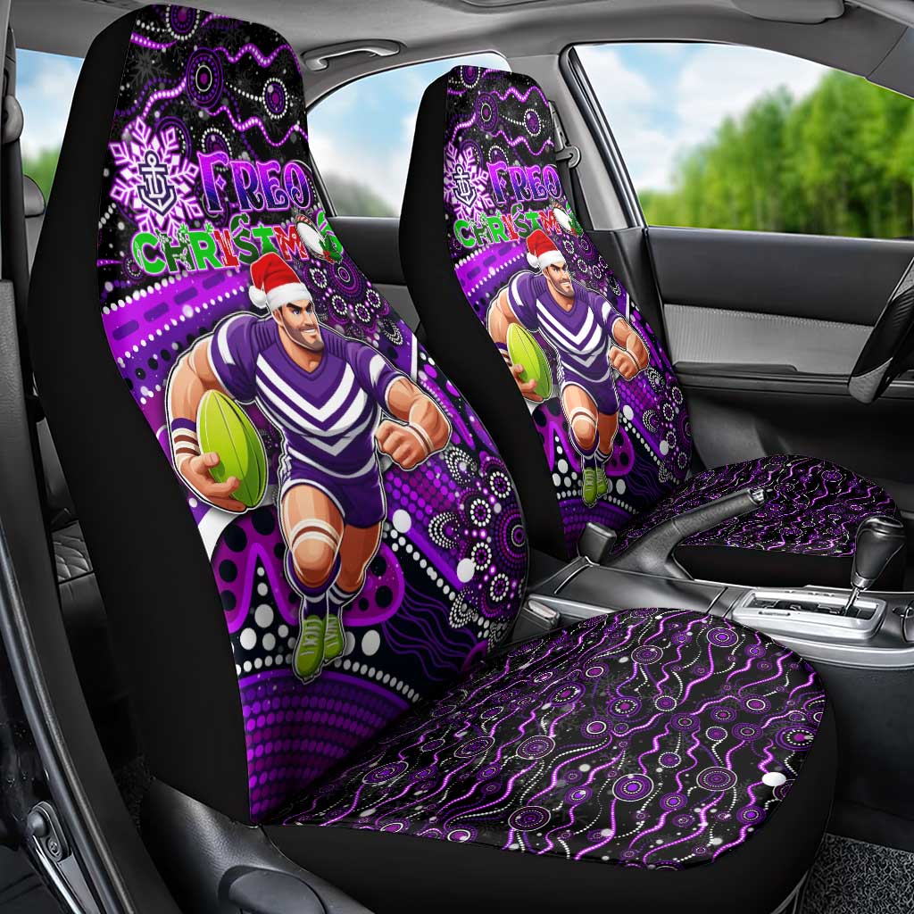 Merry Christmas AFL Fremantle Freo Car Seat Cover Aboriginal Santa Football Mascot