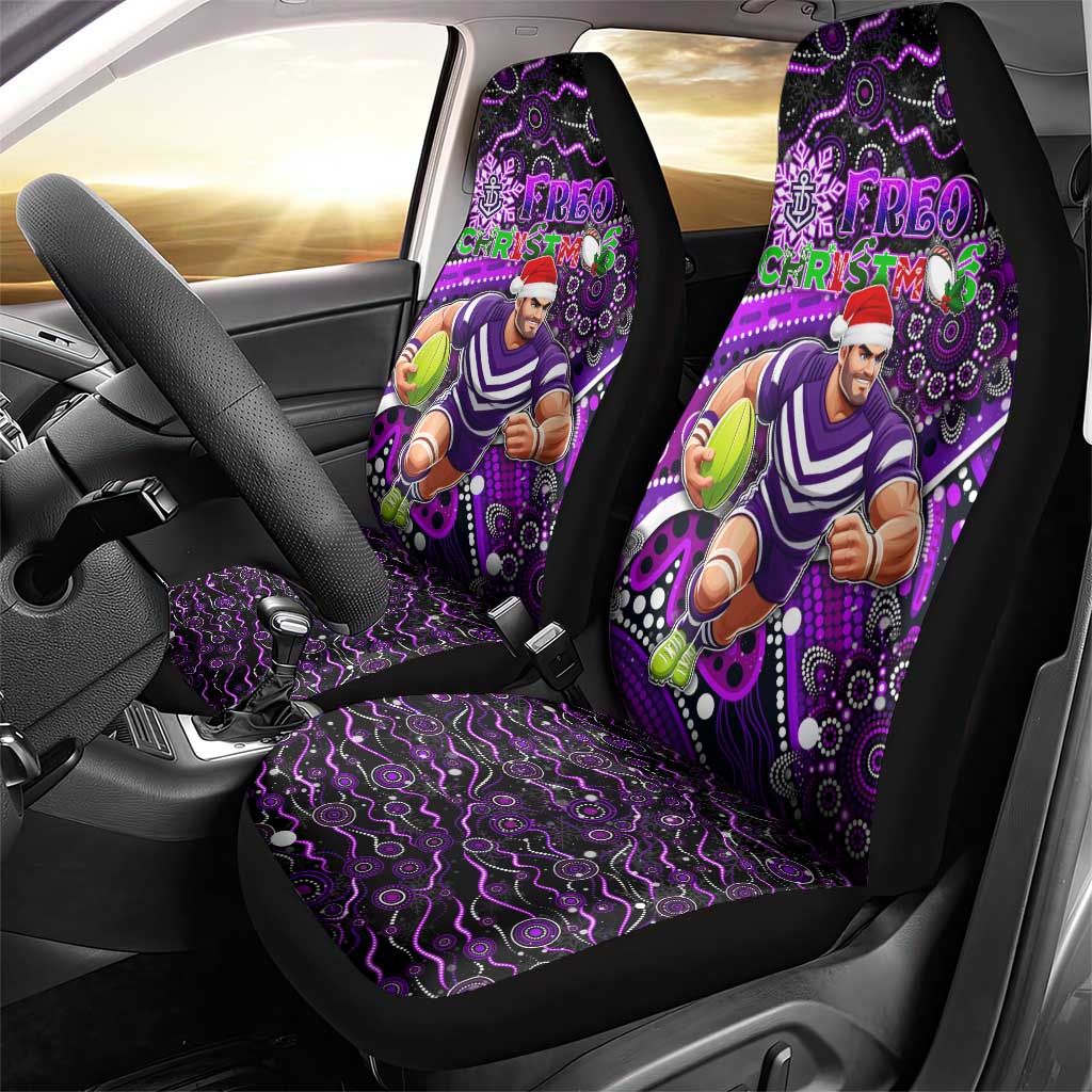 Merry Christmas AFL Fremantle Freo Car Seat Cover Aboriginal Santa Football Mascot