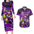 Merry Christmas AFL Fremantle Freo Couples Matching Long Sleeve Bodycon Dress and Hawaiian Shirt Aboriginal Santa Football Mascot