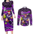 Merry Christmas AFL Fremantle Freo Couples Matching Long Sleeve Bodycon Dress and Long Sleeve Button Shirt Aboriginal Santa Football Mascot