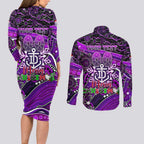 Merry Christmas AFL Fremantle Freo Couples Matching Long Sleeve Bodycon Dress and Long Sleeve Button Shirt Aboriginal Santa Football Mascot