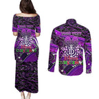 Merry Christmas AFL Fremantle Freo Couples Matching Puletasi and Long Sleeve Button Shirt Aboriginal Santa Football Mascot