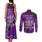 Merry Christmas AFL Fremantle Freo Couples Matching Tank Maxi Dress and Long Sleeve Button Shirt Aboriginal Santa Football Mascot